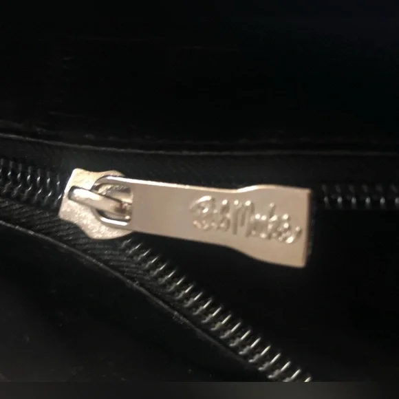 BOB MACKIE Large Faux Croc Leather Black Tote Bag Travel Tote - Picture 6 of 9